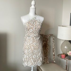 Lulu’s Floral Lace White Halter Mini Dress